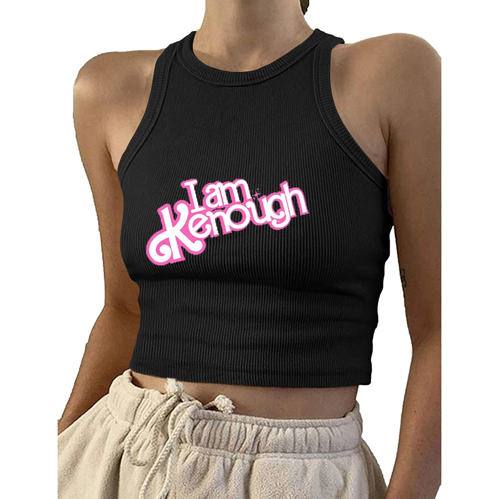 

I Am Kenoughletter Graphic Tank Top Women Summer Sexy Camisoles Corset Seamless Streetwear Base Vest Tops Kenough Y2k Crop Top