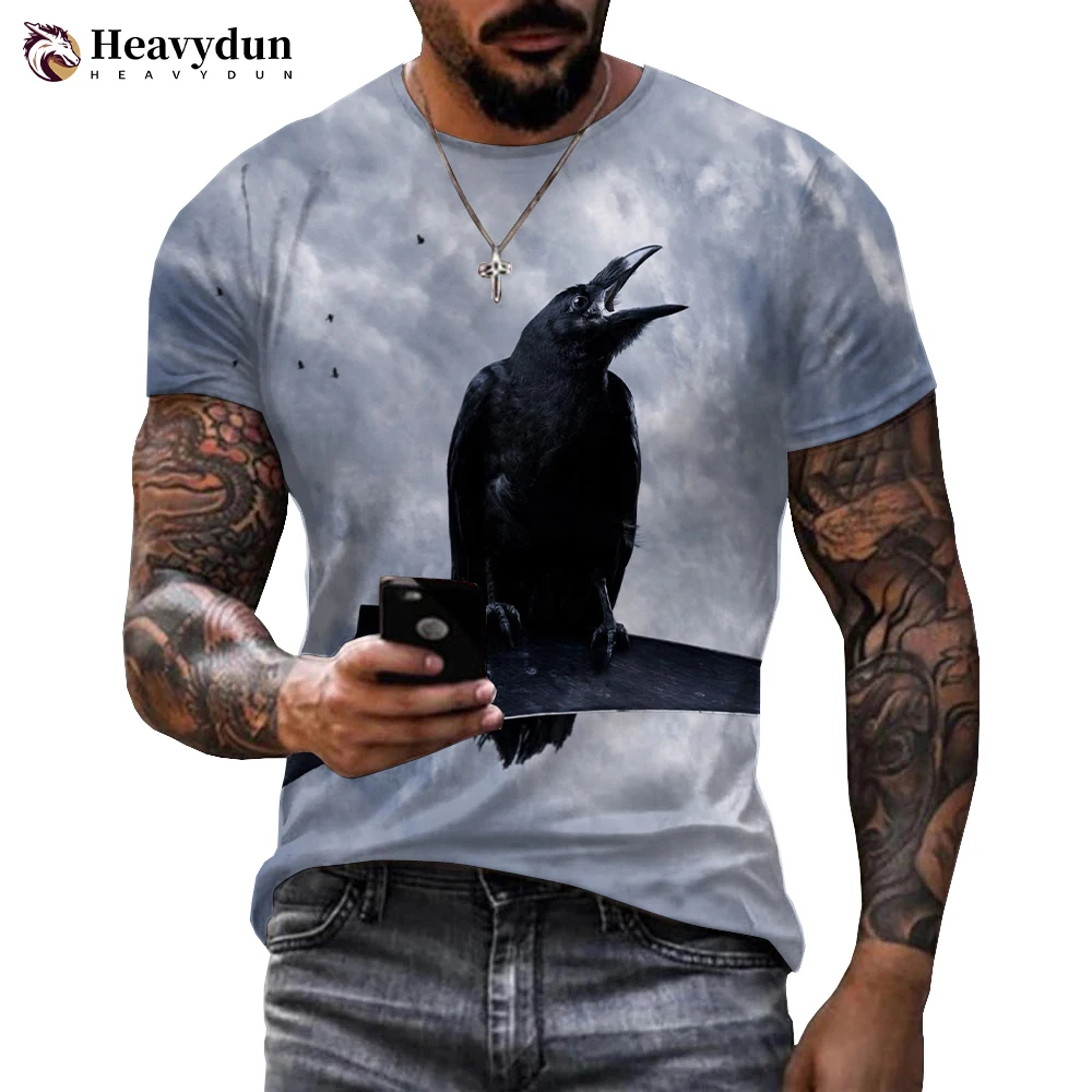 

Raven Bird 3D T Shirt New Crow Skull Funny T-shirt Creative Animal Design Men Women Harajuku Casual Short Sleeve Cool Tee Tops
