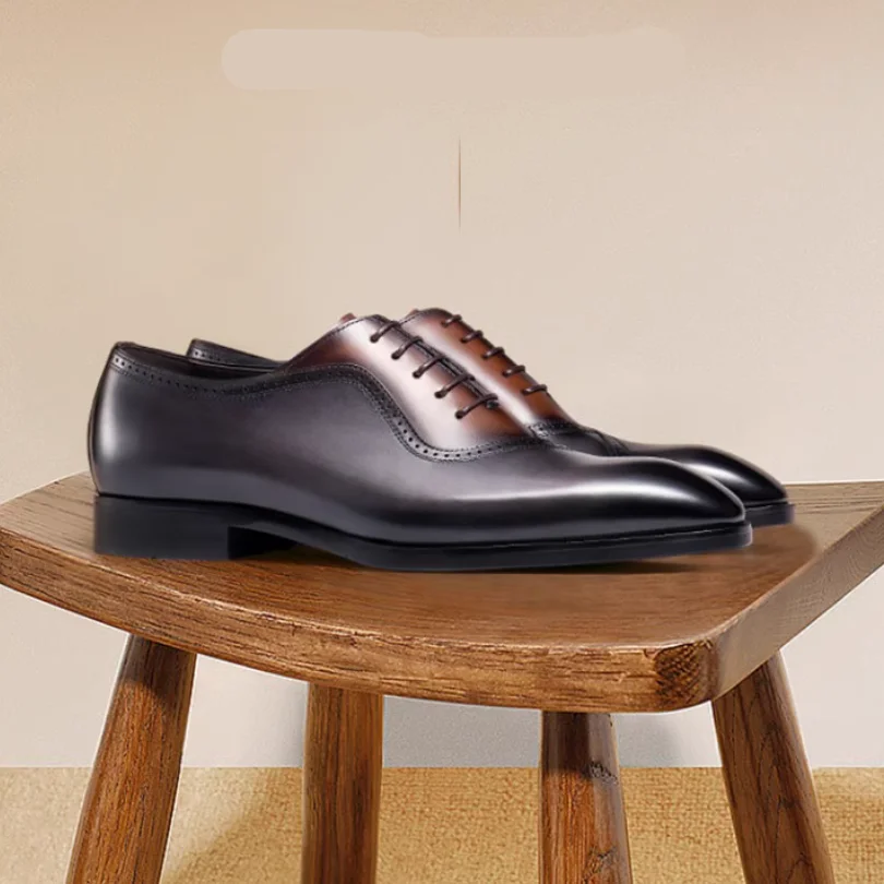 Neue High-End-Frühlings-Lederschuhe für Herren, formelle Business-handgefertigte britische Oxford-Hochzeitsschuhe für Herren, Bräutigam-Trend – Detail 1