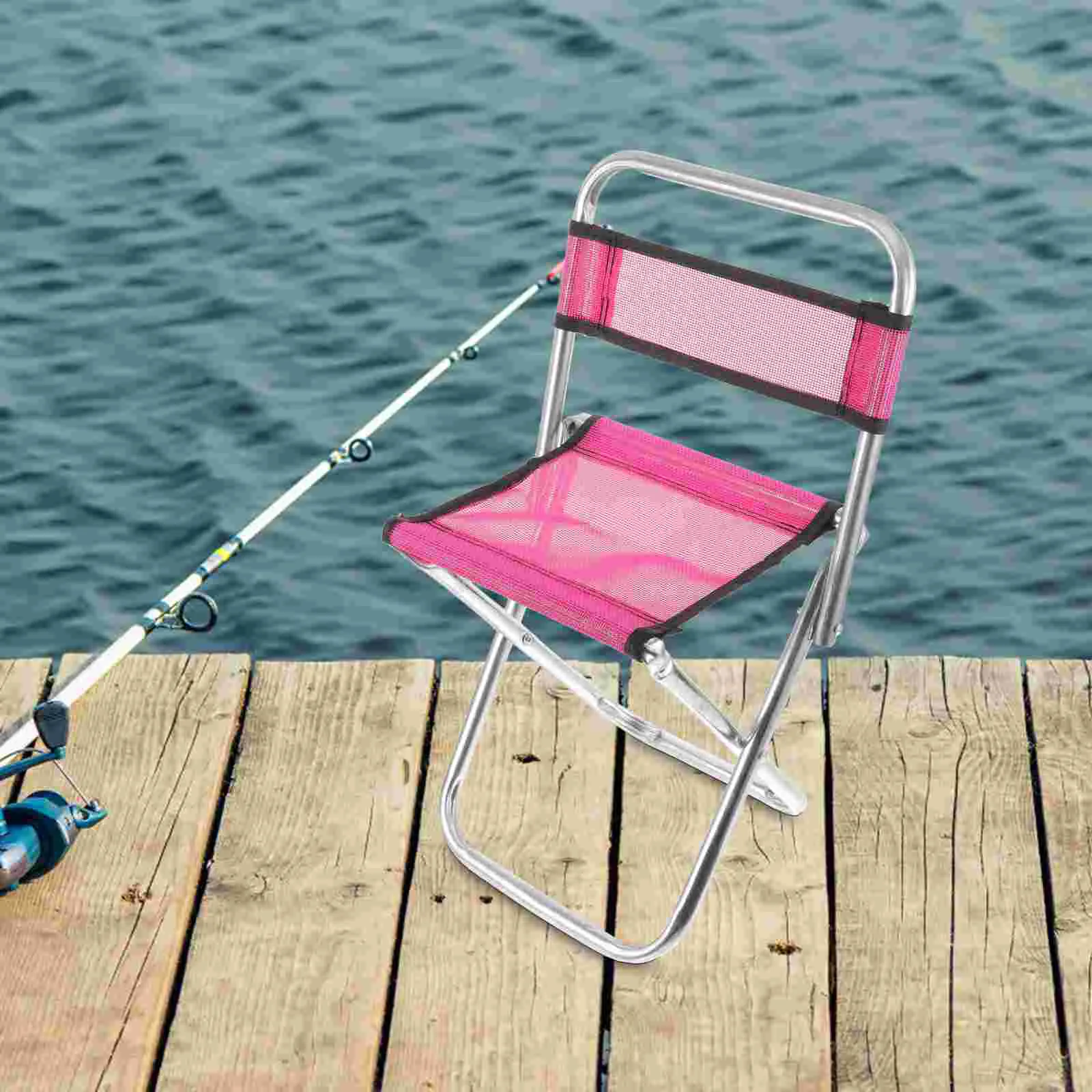 

Beach Chair Small Folding Lawn Chairs for Adults Lightweight Portable Telescopic Camping Heavy Duty Metal Fishing Travel
