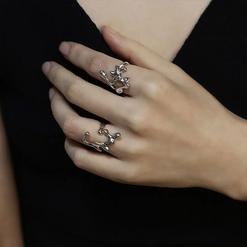 

925 Sterling Silver Liquid Lava Irregular Korean Ring for Women Men Couple Simple Vintage Design Fine Jewelry Dropshipping