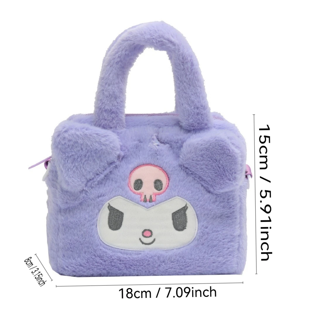 Sanrio Plush Bag Kawaii Kuromi Cinnamoroll Melody Cartoon Anime Handbag Crossbody Cosmetic Travel Storage Bags Women Girls Gifts storage bag crossbody bag