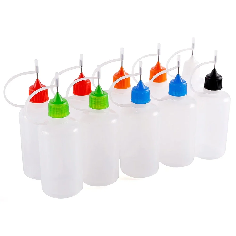 5pcs 5ml- 120ml Empty Plastic Squeezable Bottles with Needle Caps Liquid Dropper Sample Drop Refillable Containers Silicone Ring