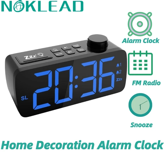 Reloj despertador con Radio FM, pantalla de visualización de  temperatura/humedad, temporizador Digital LED activado por voz, función de  repetición USB, 24 horas - AliExpress