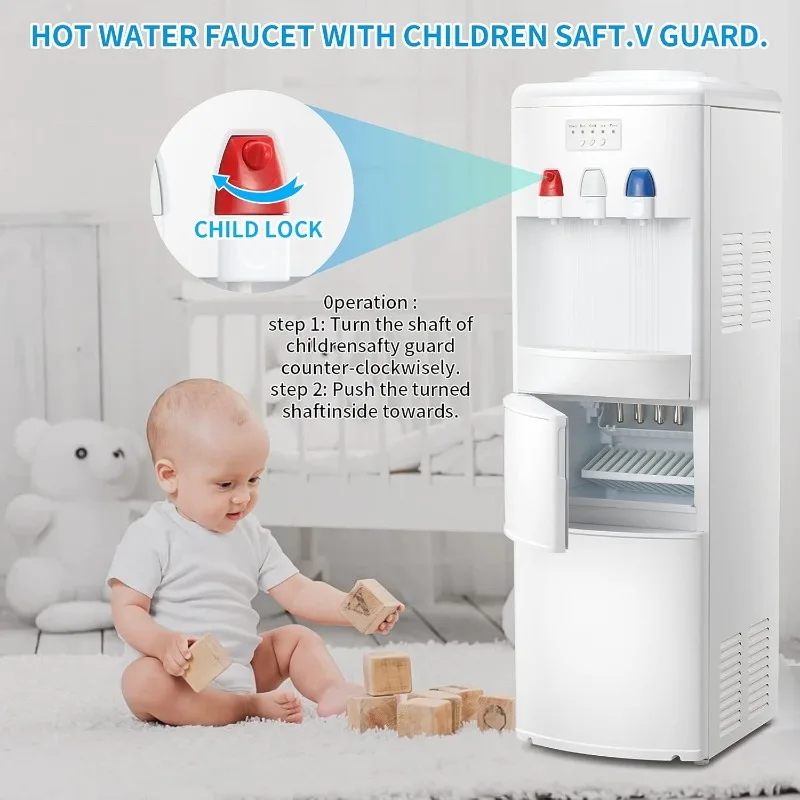 Antarctic Star 2-in-1 Water Cooler Dispenser with Built-in Ice Maker, Freestanding Hot Cold Top Loading Water Dispenser 3