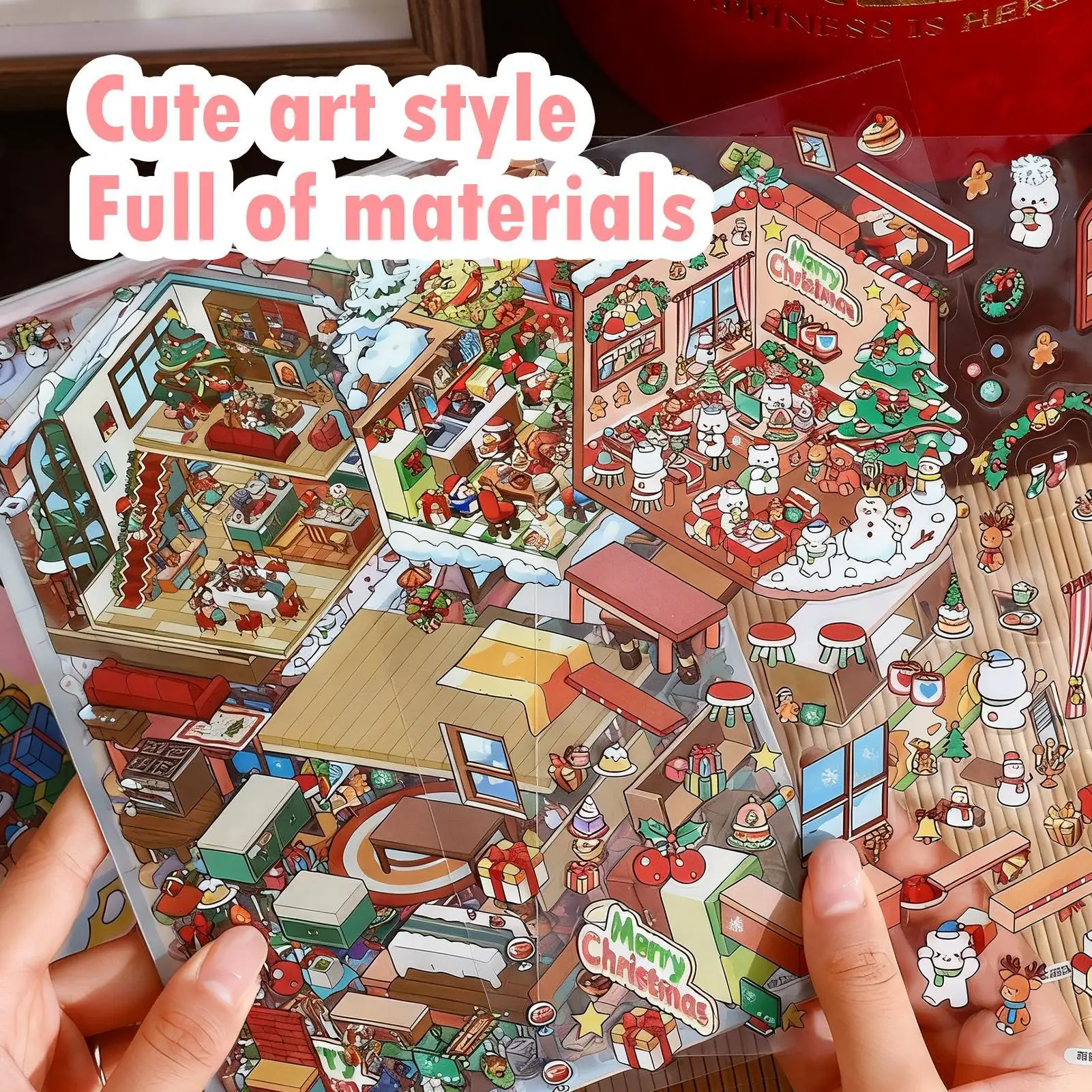 Furniture Stickers For Scrapbooking Cartoon Sticky Decoration Miniature Scene Decals For Glass Wood Paper Kids Living Room