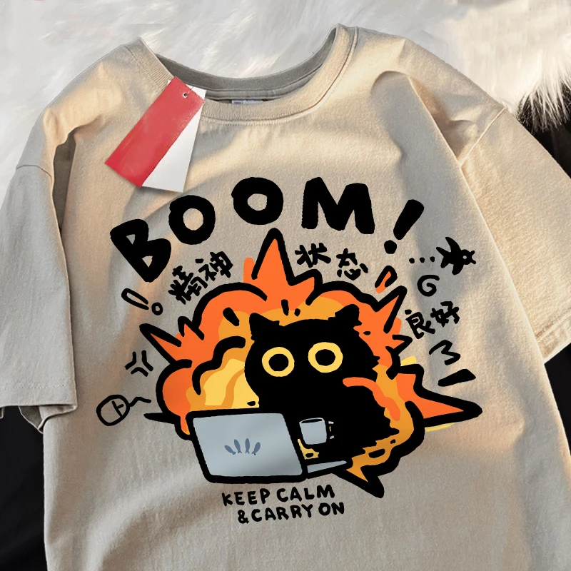 Unisex Pure Cotton Cartoon Graphic Oversized Tee – Casual Short-Sleeved Summer Top