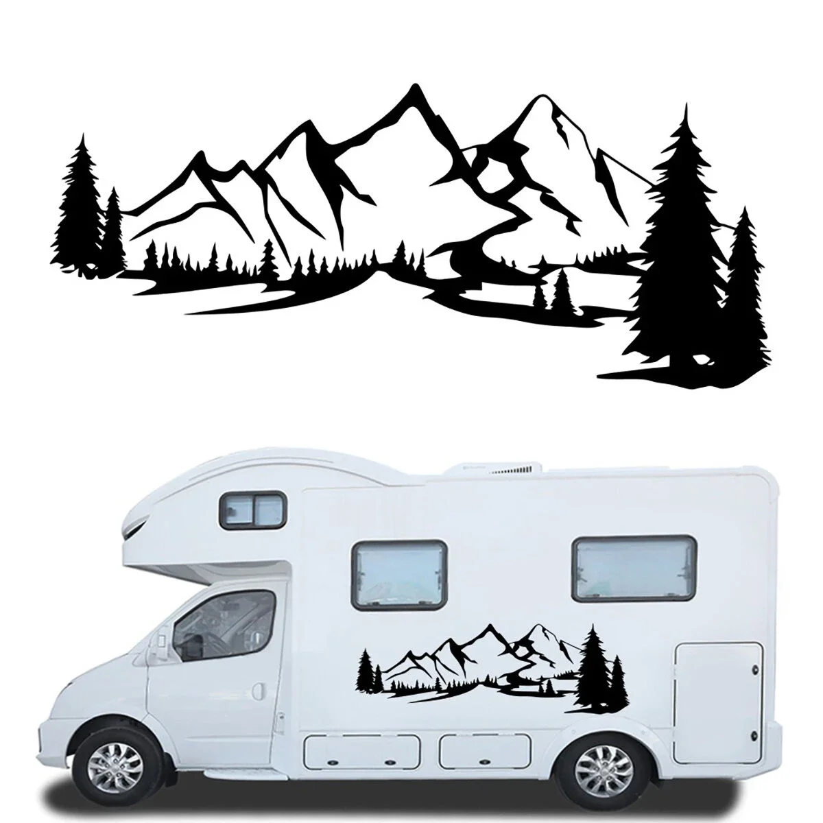 Camping Car Glamys - NOIR / Gris - Kit Complet - Tuning Sticker Autocollant  Graphic Decals