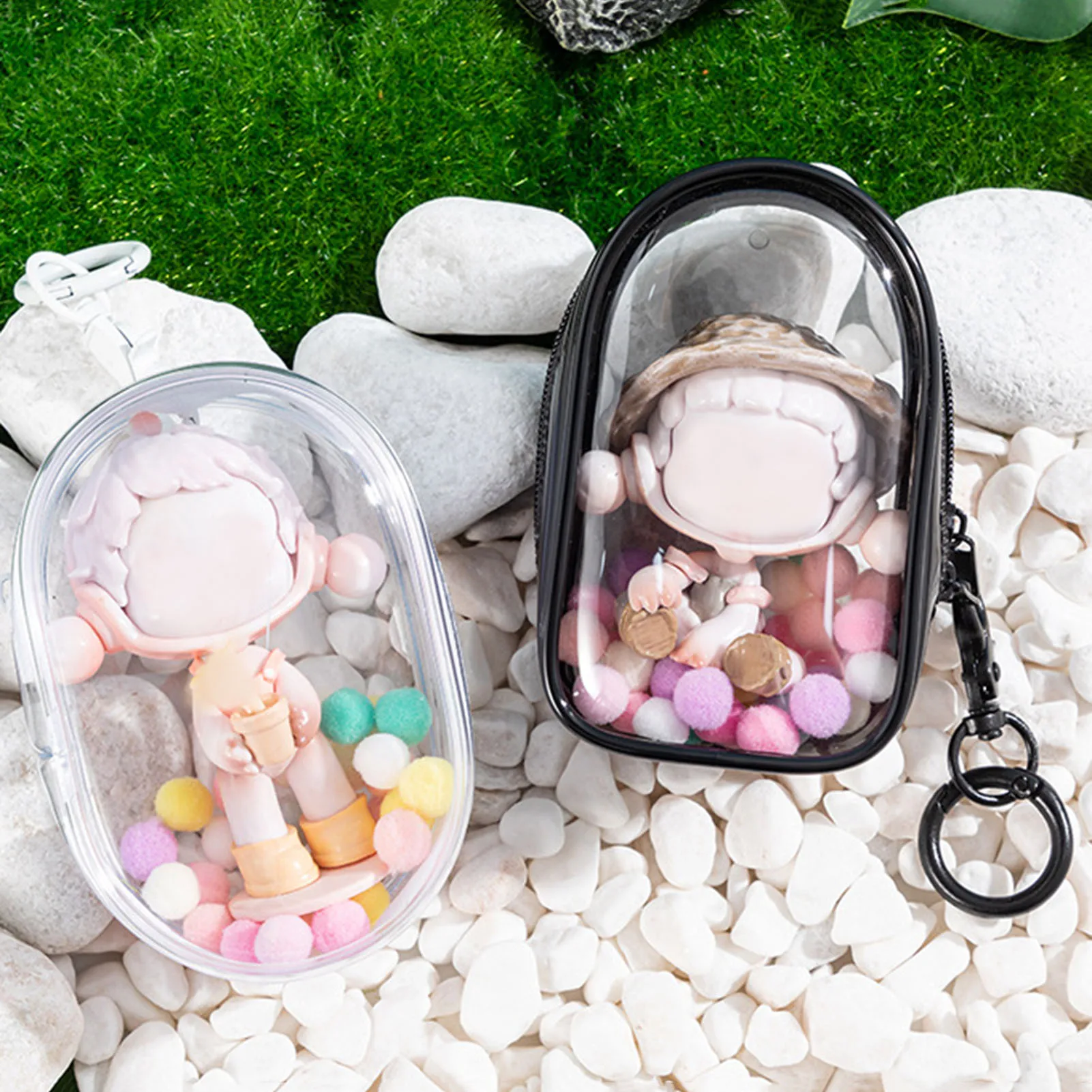Transparente Aufbewahrungstasche Für Mini-Puppen & Figuren - Mit Schlüsselanhänger, 15,5 X 8 Cm