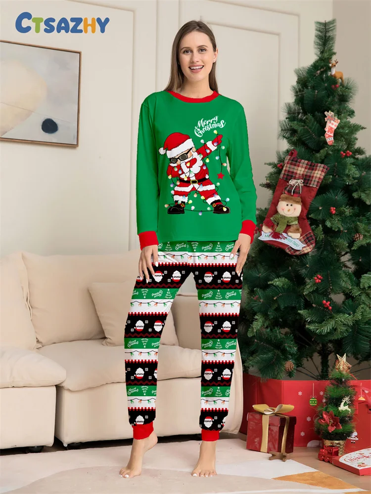 Christmas Family Matching Outfits Mom Dad Kids 2 Pieces Pajamas Set Baby Casual Loose Sleepwear Xmas Family Look Pyjamas 6