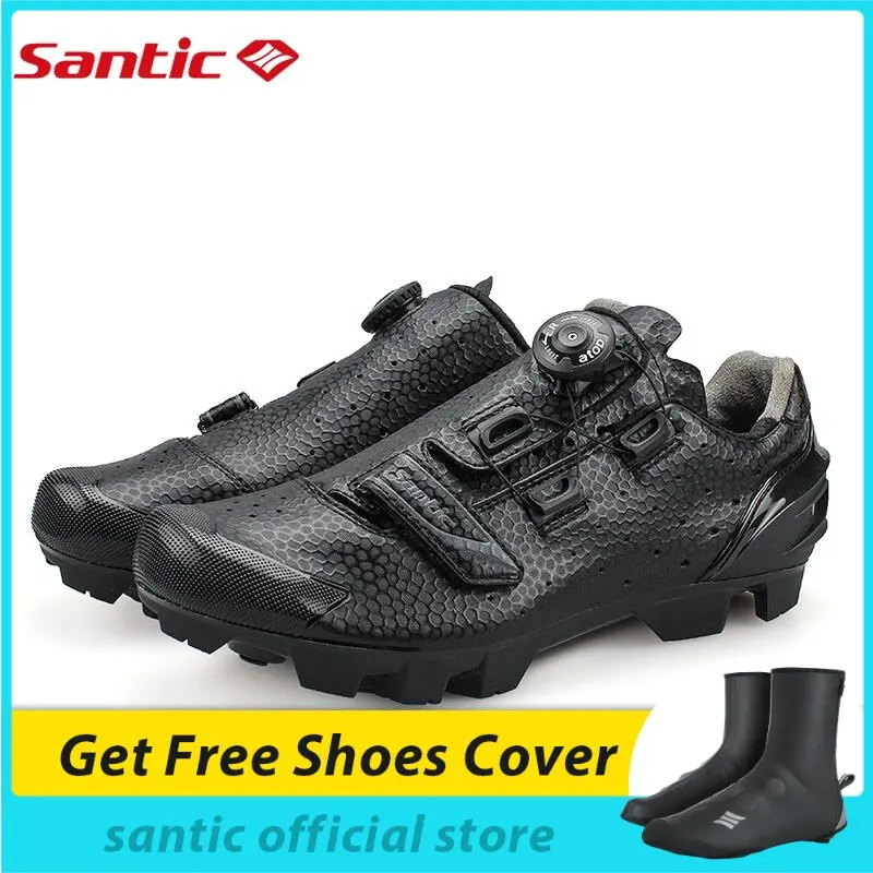 Santic Cycling MTB Shoes Men Professional Mountain Bike Lock MTB Cycling Shoes Accessories Breathable Self-Locking Shoes S12025H