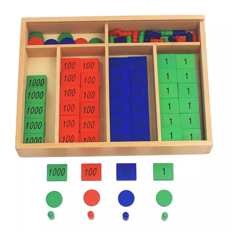Jeu De Timbres Montessori Mathématiques - 112 Pièces En Bois, Pour Apprendre Les Chiffres (1 à 1000)