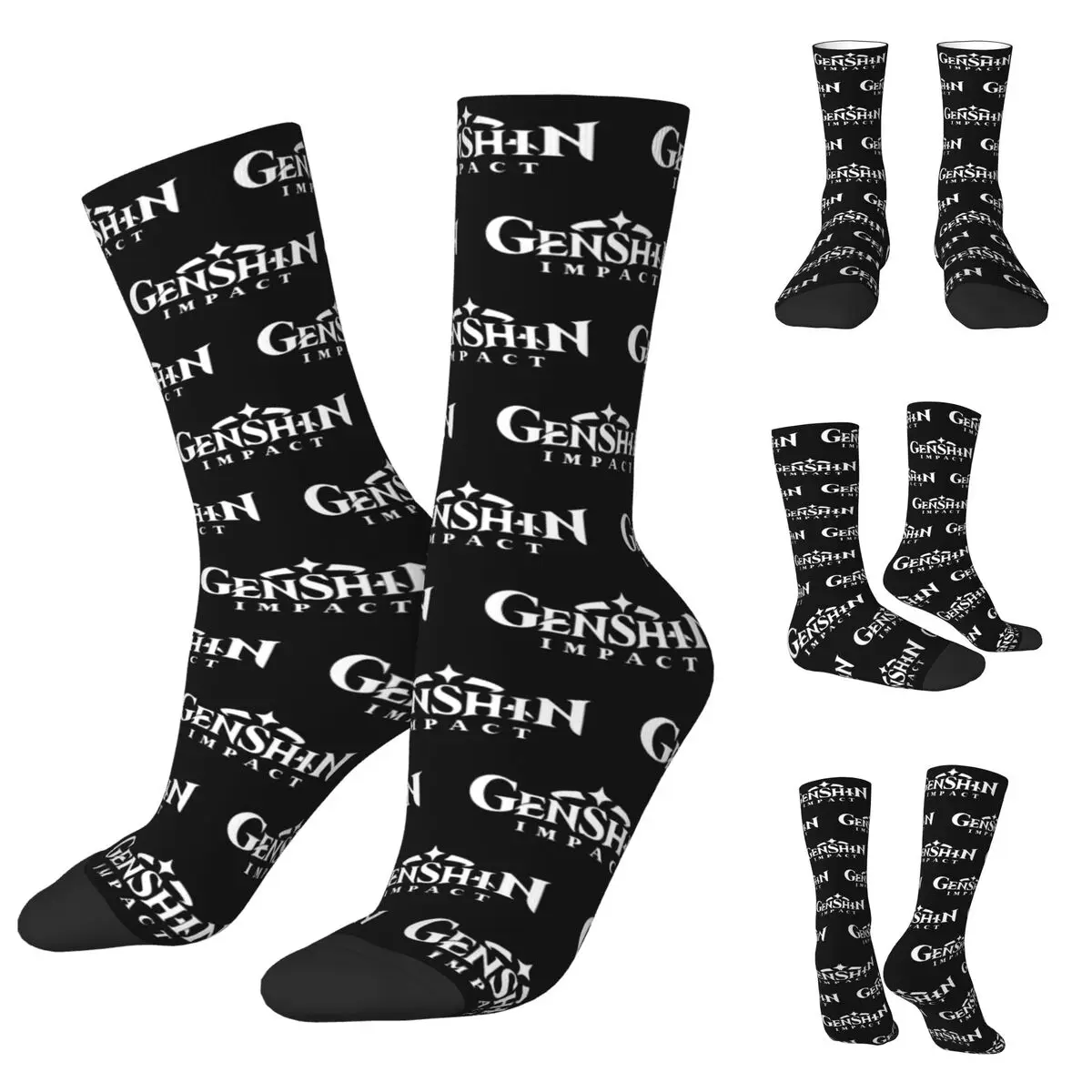 

3D printing cosy Unisex Socks,Windproof Humor Albedo Genshin Impact Interesting Four Seasons Socks