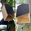 Outside Bat Habitat House Wooden Bat Shelter Reusable Wooden Bat Nest For Hibernation Bat Box House Wooden Decor For Garden 4