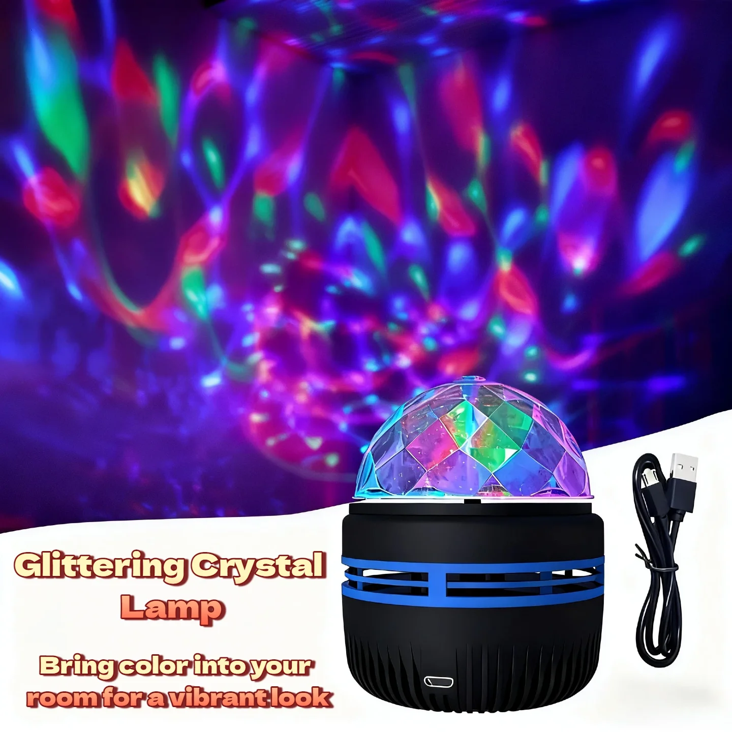 LED Starry Sky Projector USB 360° Rotating Color Changing Magic Moon Star Ball for Bedroom Kids Christmas Valentine's Atmosphere