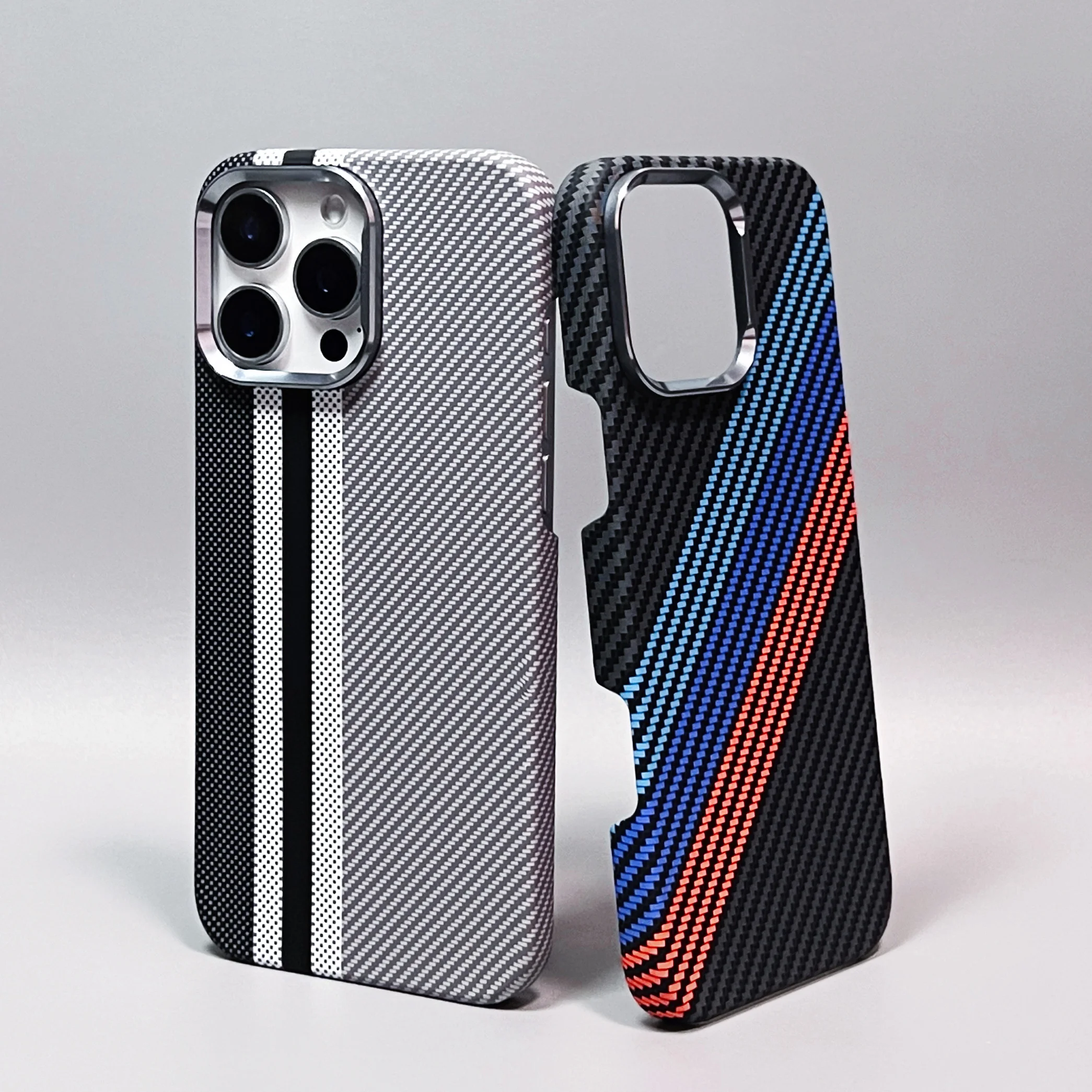 Ultra Thin Carbon Fiber Texture Magsafe Case with Wireless Charging and Alloy Lens Matte Hard Cover