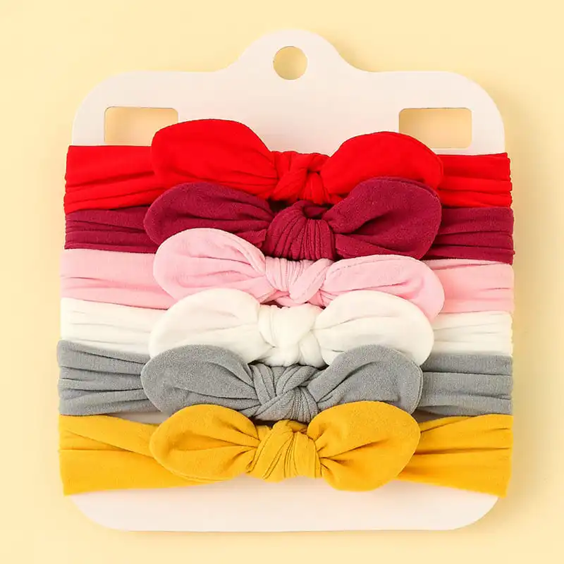 

6Pcs/Set Rabbit Ear Baby Headband Turban Solid Color Nylon Elastic Toddler Boy Girl Hairband Kids Twist Knot Hair Accessories