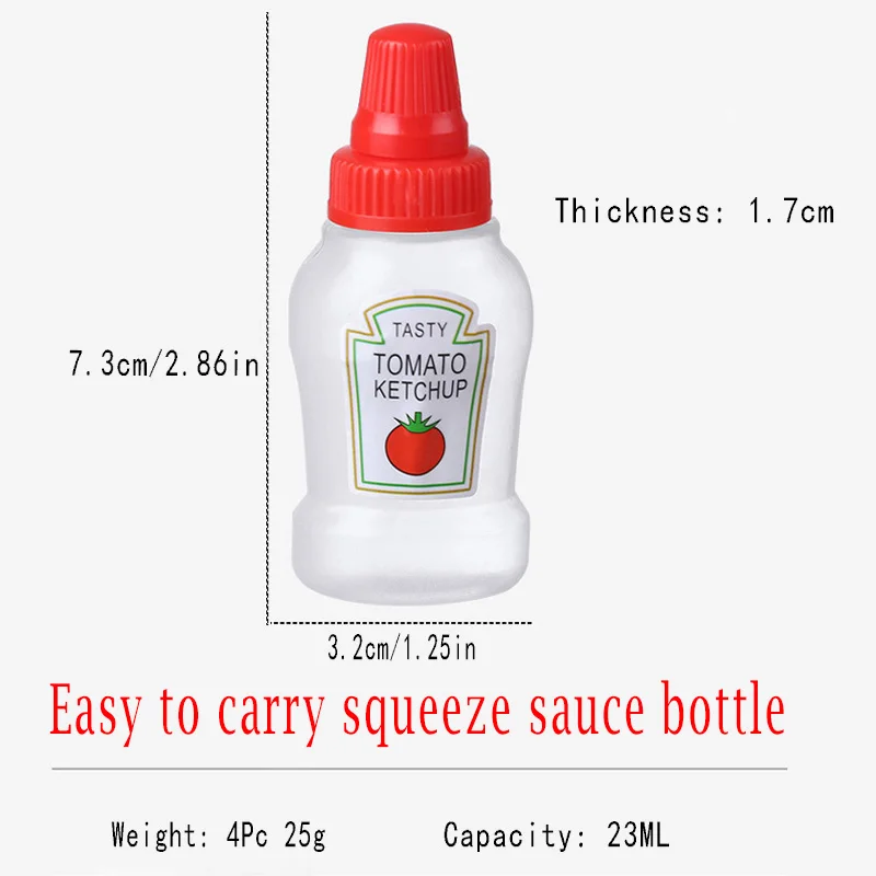 4-6Pcs Tomato Sauce Bottle 23ml Seasoning Squeeze Bottle Plastic Portable Mini Container Bottle Suitable For Adults, Offices