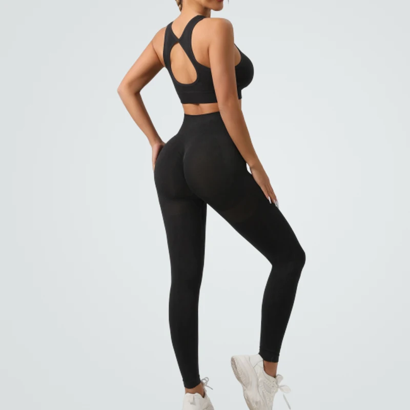 Sports bra set Gym workout set Yoga pants set Yoga set Fitness set Sportswear set Sports set VEQKING Seamless Knit Yoga Set Women Beauty Back Sports Bra Hip Lifting Leggings Workout Set Breathable Fitness Gym Clothing