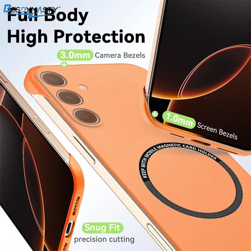 Magnetic Slim Frameless Phone Case - Matte Anti-Scratch Hard PC Cover, Borderless Shockproof Armor