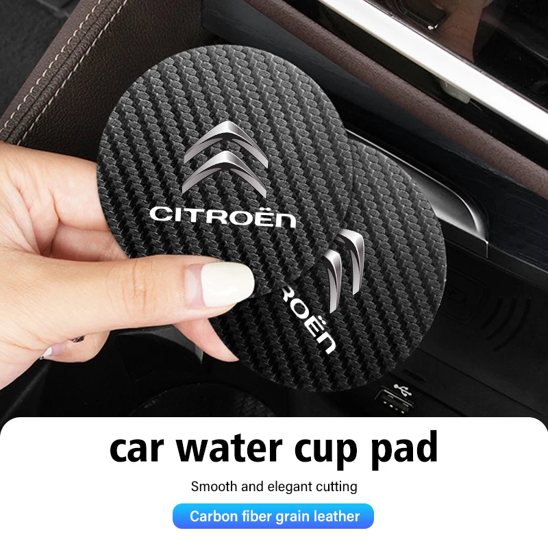 2pcs Car Cup Holder Insert Pad Anti-Slip Mat Emblem Coaster For Citroen C4 C3 C5 C1 C2 C6 C4L DS3 DS4 Berlingo Picasso Jumper cup holder coasters cup holder inserts