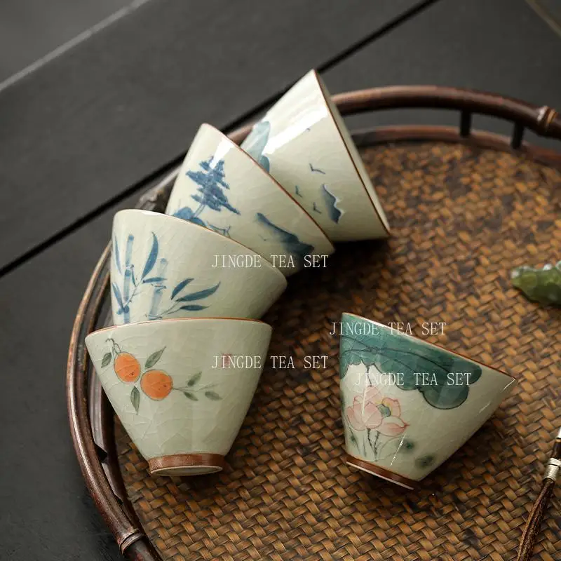 Ceramic hand-painted tea cup Kung Fu Tea Cup Gift Box Set Small teacup underglaze colour High end gift giving drinking utensils