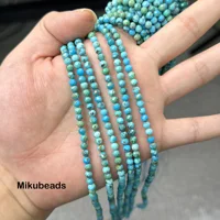 Perles rondes à facettes en Turquoise Rare naturelle, 4.2mm, amples, pour la fabrication de bijoux, collier et Bracelet, DIY, vente en gros 4