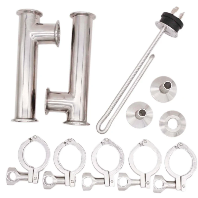 

1.5"Tri Clamp RIMS Tube Kit with Hose Barbs & 1.5"TC Heating Element with integrated L6-30P Plug 120V/1650W