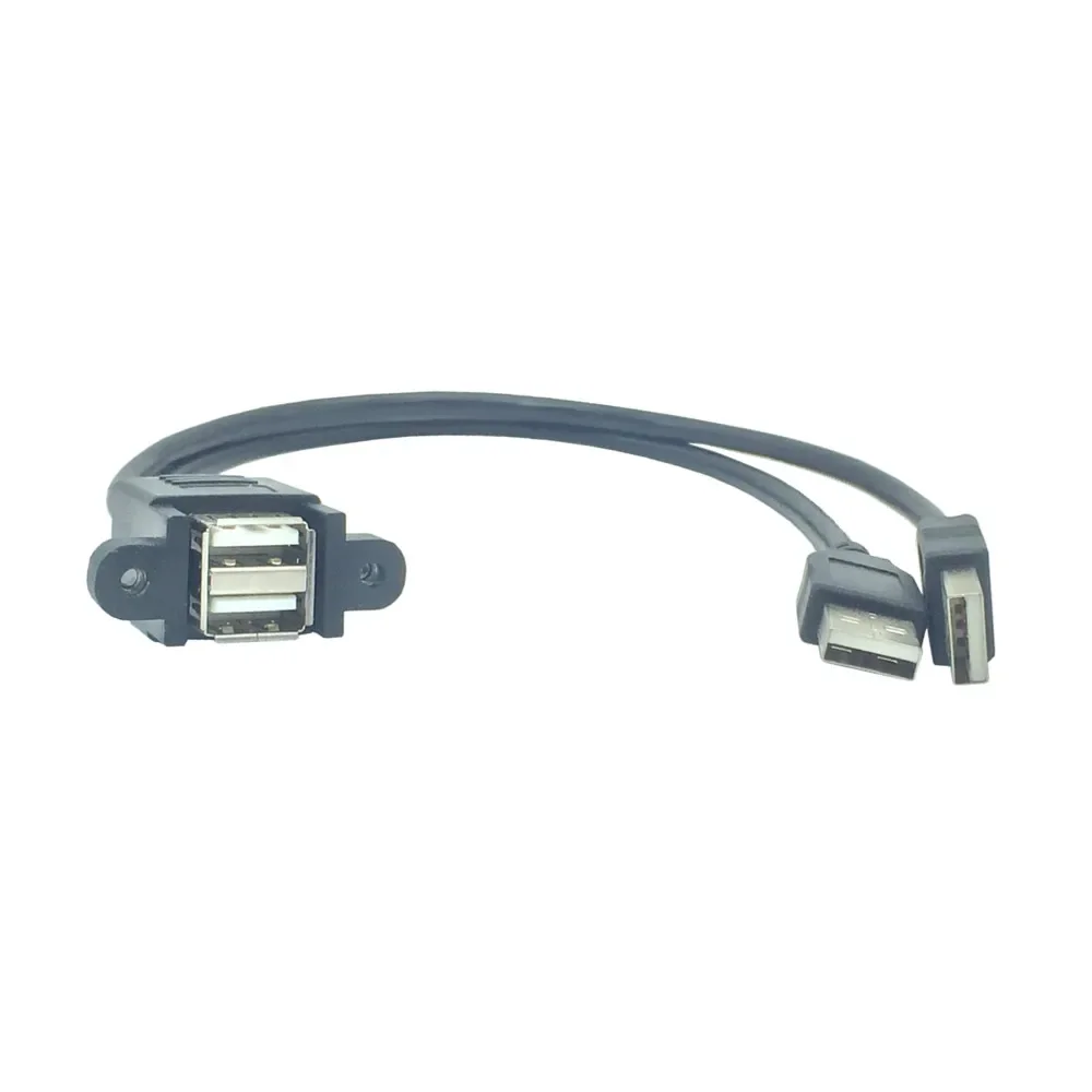 듀얼 포트 USB 2.0 A 수-암 M/F 익스텐션 나사 잠금 패널 마운트 케이블..