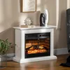 31" Electric Fireplace with Dimmable Flame Effect and Mantel, Freestanding Space Heater with Log Hearth and Remote Control, 2