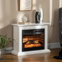 31" Electric Fireplace with Dimmable Flame Effect and Mantel, Freestanding Space Heater with Log Hearth and Remote Control, 2