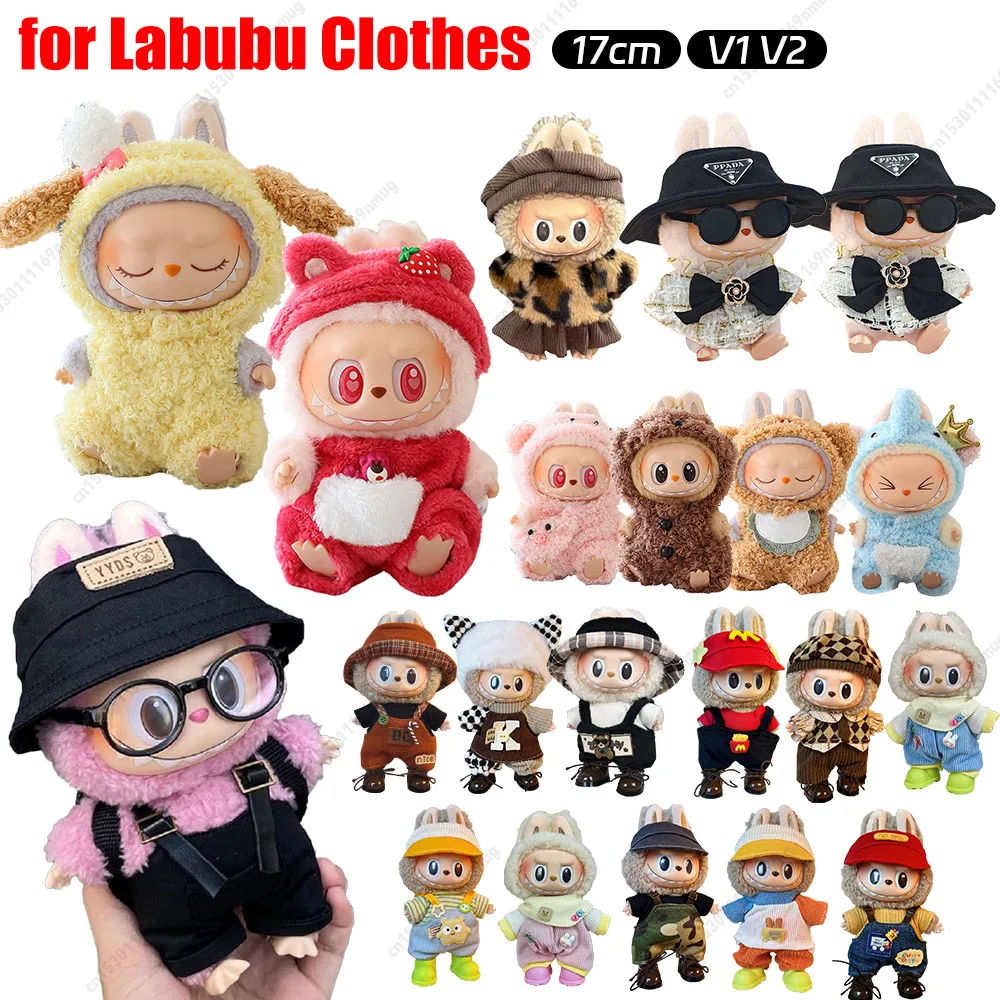 Labubus Mini Doll Clothes Outfit Hat Clothes Shoes Labubu II Doll Accessories Cultivate Sitting Party Game Toys 1PCS For 17cm doll clothes,mini doll ornaments