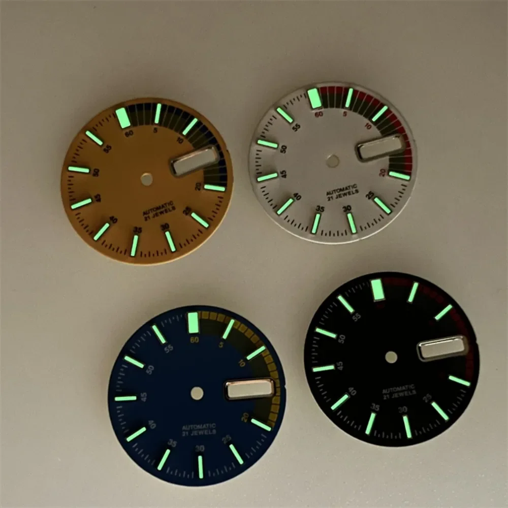 28.5mm Watch Dial Green Luminous Watch Face Modified Diving Dial for NH35/4R35 Movement Replacement Parts Accessories watch face accessories watch dial accessories