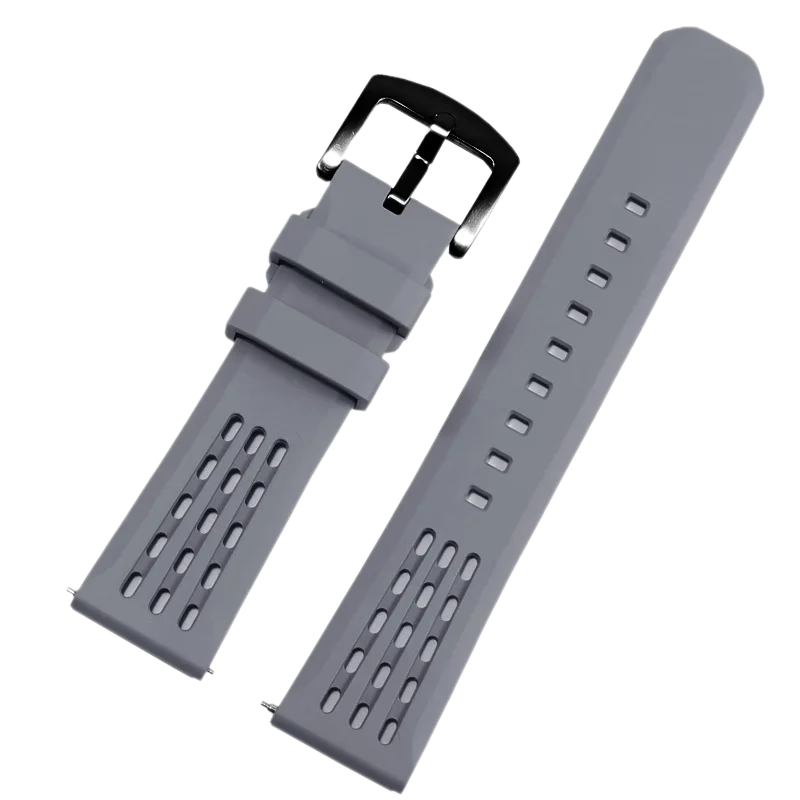 Universal Fluororubber Watchband With 20/22mm Mens Waterproof Silicone Strap