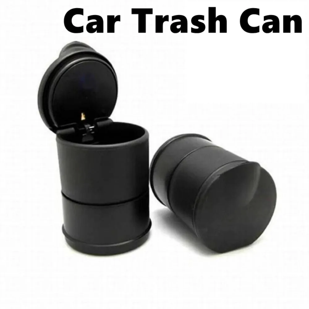 Flame Retardant Materials Car Trash Can with Lid Cylindrical Shape Car Storage Bucket High Temperature Resistance