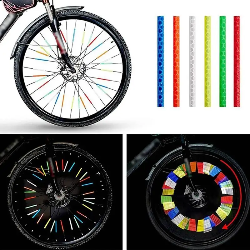 12/24/48PCS Bicycle Wheel Spokes Reflective Sticker Colorful Tube Warning Safety Light DIY Reflector Reflective Safety Kit 3