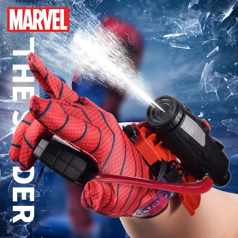 Marvel Spiderman Launcher Set Marvel Anime Figure Cosplay Glove Launcher Wrist Set Outdoor Gams Water Gun Toys Regalo Per Bambini