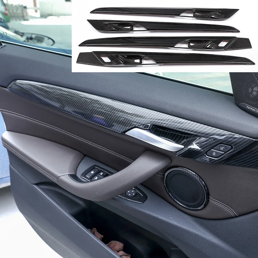 

4 Pcs Carbon fiber For BMW X1 F48 2016-2019 For BMW X2 F47 2018 ABS Interior Door Decoration Strips Cover Trim Car Accessory