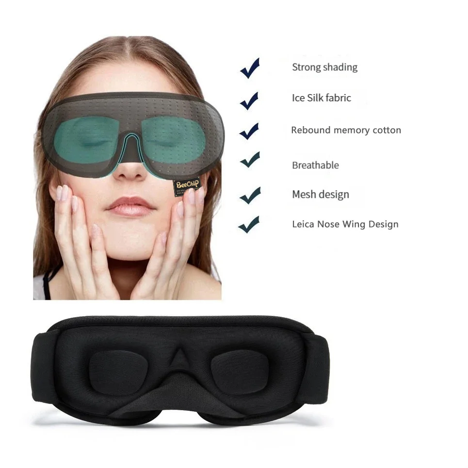 3D Eye Mask Green Breathable Shading Sleeping Hot Sales Eye Mask Adjustable Strap Sleep Mask Padded Travel Rest 3