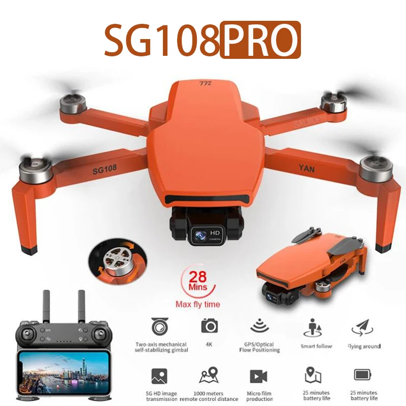

GPS-Дрон SG108PRO, 2 оси, 4K, двойная HD-камера