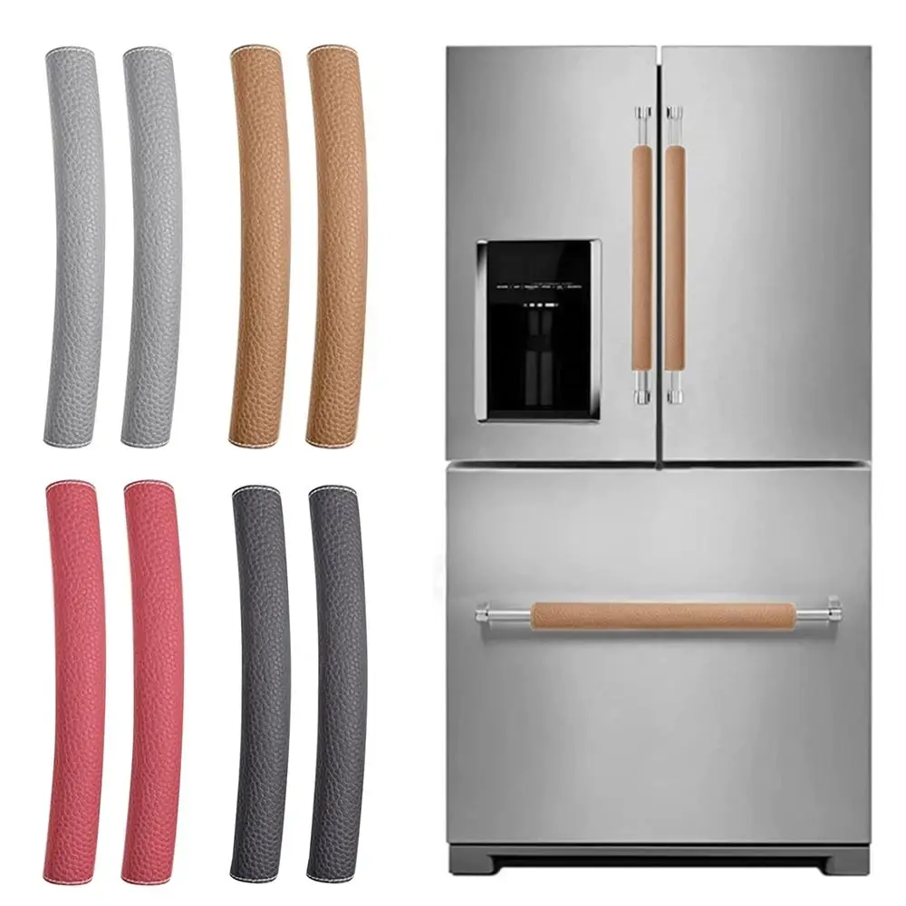 PU Leather Door Handle Covers Refrigerator Door Handle Cover Clean Adjustable Fridge Door Handle Cover Protective Appliance Covers Household