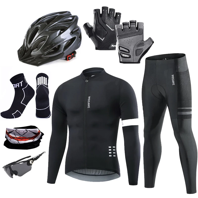 Mountain Bike Clothing Men Cycling Jersey Set Riding Suit Full Kits Autumn Spring Thin Long Sleeve cycling suit cycling jersey set