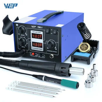 WEP 706-II T12 Soldering Station With Hot Air Gun Air Pump Welding Iron 2-in-1 Desoldering Reowrk Station PCB SMD Repair Tool 1