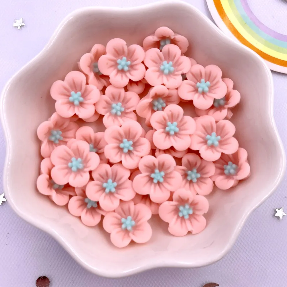 50 Colorful 14mm Resin Morning Glory Flower Gems
