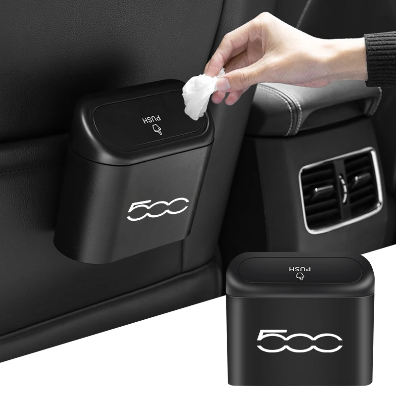 1Pc Car Hanging Trash Can ABS Square Pressing Bin Trash For Fiat 500 Abarth Punto Bravo Stilo Panda Auto Interior Accessories