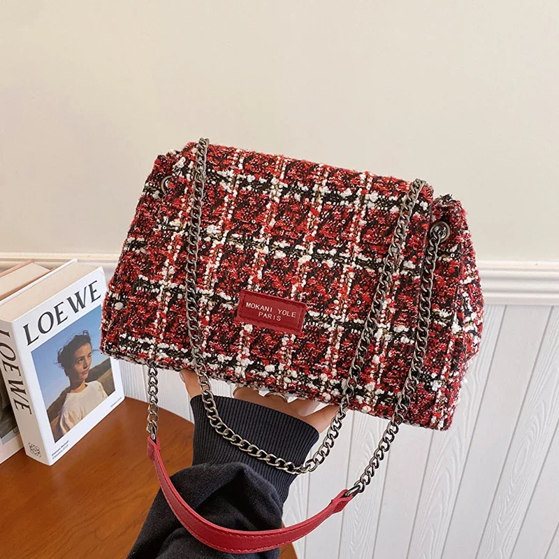 

2023 зимние шерстяные женские сумки, роскошная сумка, вместительные сумки на плечо для женщин, Модная вязаная сумка через плечо, сумка-тоут на цепочке