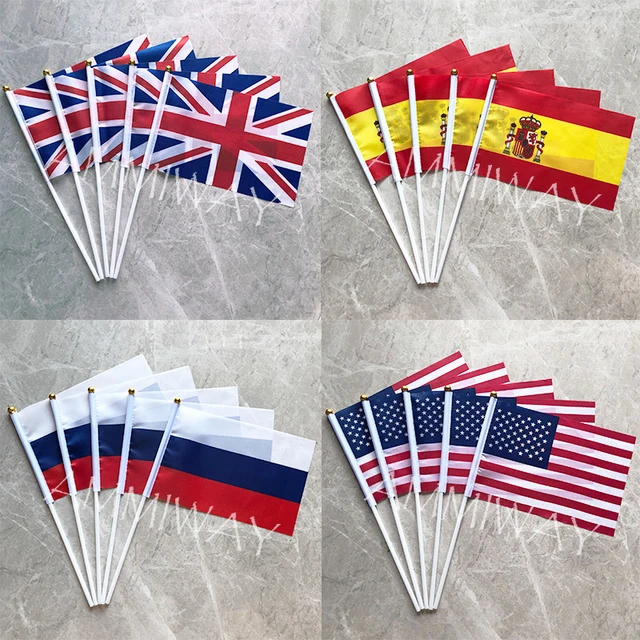 14X21 Cm 5 db Orosz Föderáció Imperial France Ausztrália Zászlói Ausztrál Európai Unió Kis Kézi Zászlók És - Image 2
