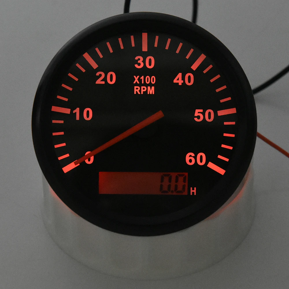 Customized Universal 3-8K RPM Tacho Tachometer Gauge REV Counter With Hour Meter 85mm Gasoline Diesel Red Backlight For Boat Car