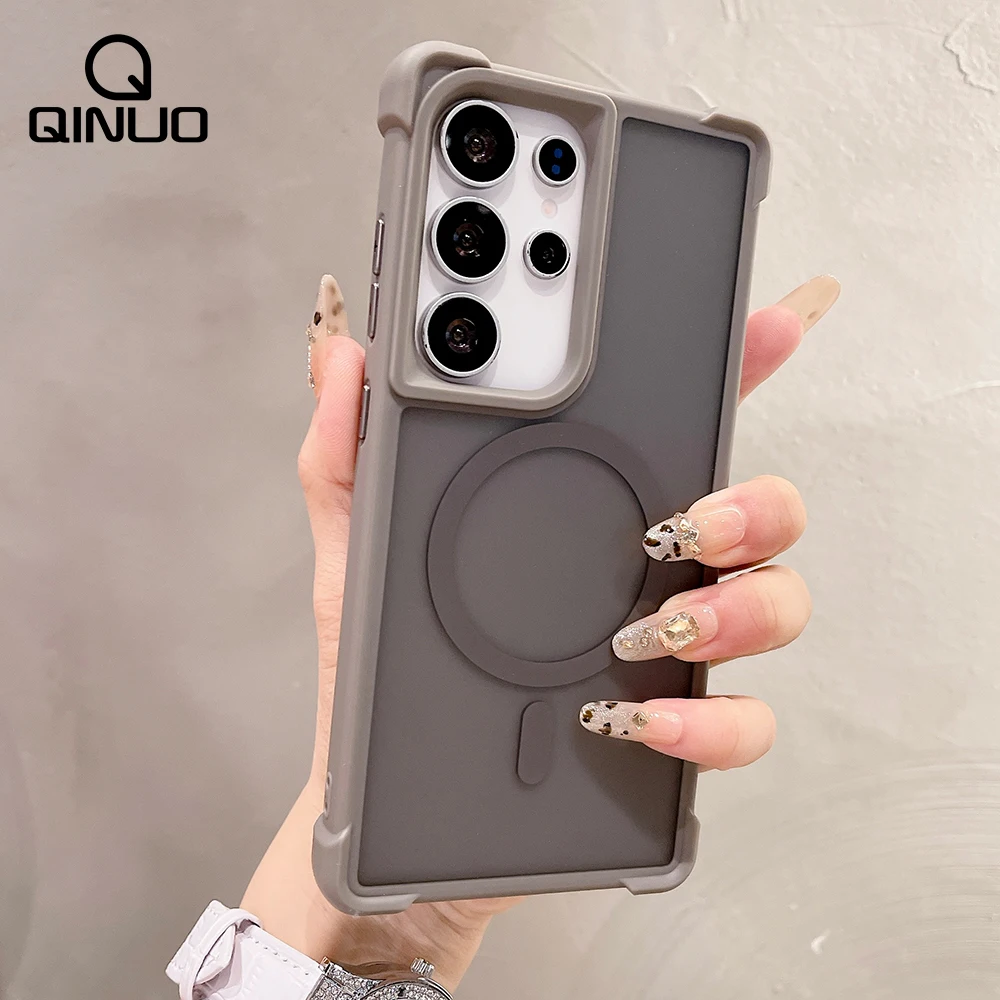 Luxury Airbag Shockproof Magnetic Phone Case - Translucent Matte Hard Shell