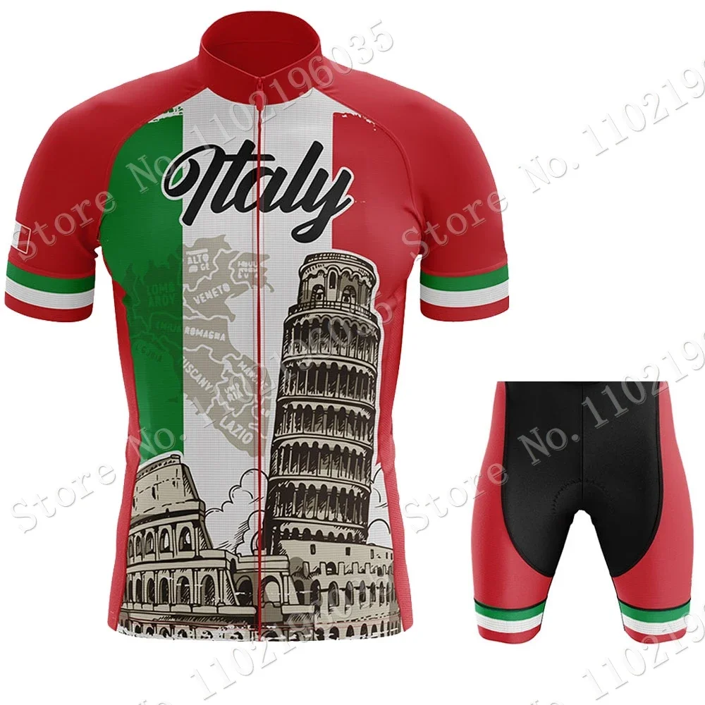 Italy National Team Cycling Jersey Set italia Cycling Clothing Man Road Bike Shirts Suit Bicycle Bib Shorts MTB Ropa